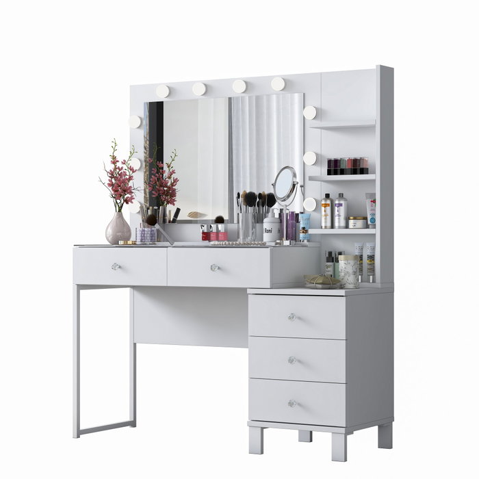 Hanah Home Mesa de Maquillaje con 10 Focos Blanco Hanah Home Mesa de Maquillaje con 10 Focos Blanco